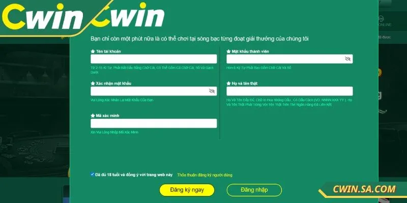 Đăng Ký CWIN Nhận Thưởng Dễ Dàng Với Hướng Dẫn Chi Tiết 2 Đăng ký cực kỳ đơn giản chỉ với 3 thao tác